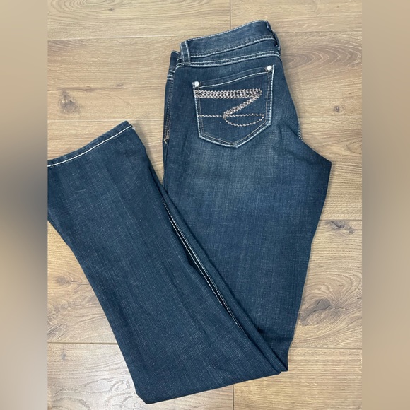 Seven7 Rocker Slim Y2K Boot Cut Flare Denim Jean Pants Embroidered Pockets 6 - Picture 3 of 9